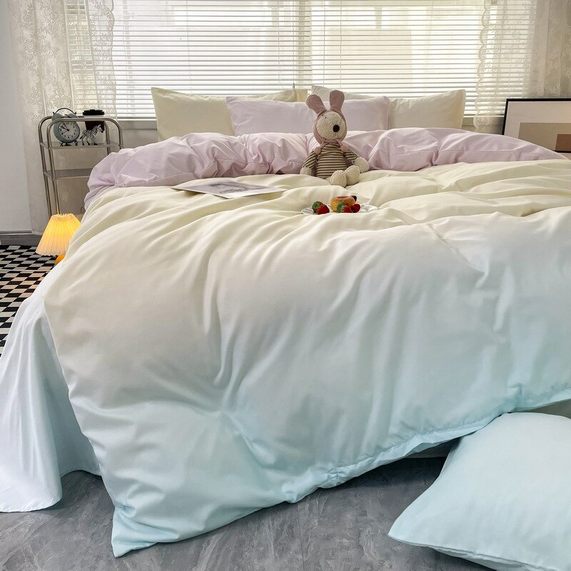 Korean-Style-Bedding-Set-Gradient-Duvet-Cover-Soft-Thickened-Bed-Linen-Sheet-Pillowcase-Washed-Cotton-Home-5