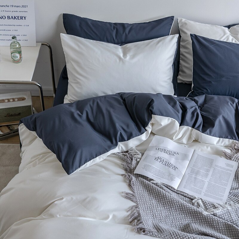 Solid-Color-Dual-Color-Washed-Cotton-Bedding-Student-Dormitory-Bed-Sheets-Quilt-Covers-Fitted-Sheets-Three-10