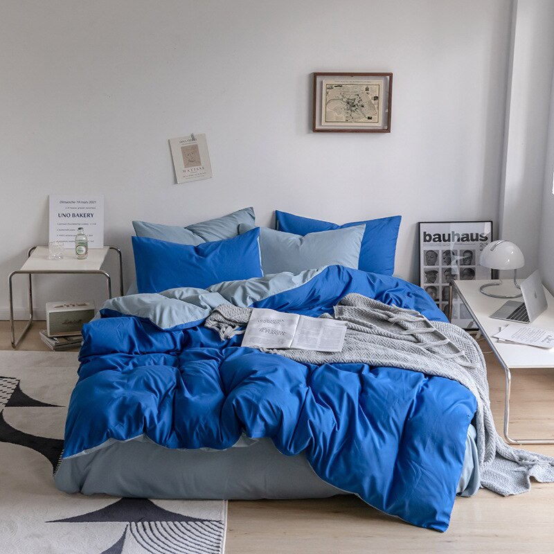 Solid-Color-Dual-Color-Washed-Cotton-Bedding-Student-Dormitory-Bed-Sheets-Quilt-Covers-Fitted-Sheets-Three-7