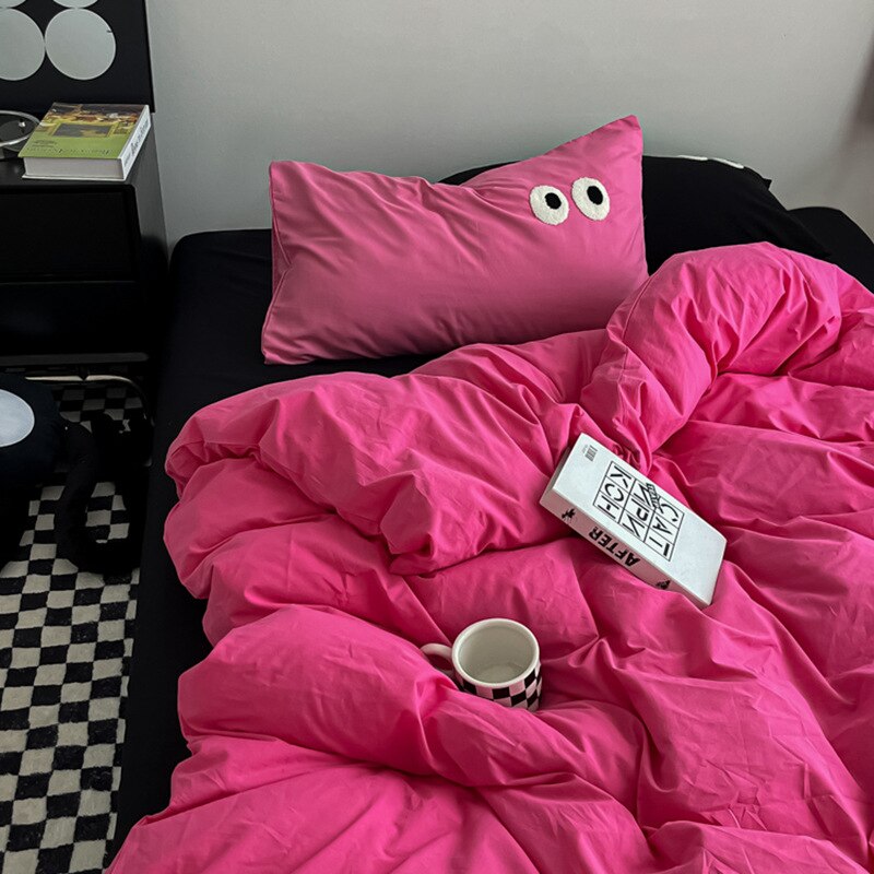 White-Eyeglasses-Embroidered-Bedding-Set-Nordic-Duvet-Cover-Adult-Bedding-Set-Simple-Solid-Color-Washed-Cotton-2