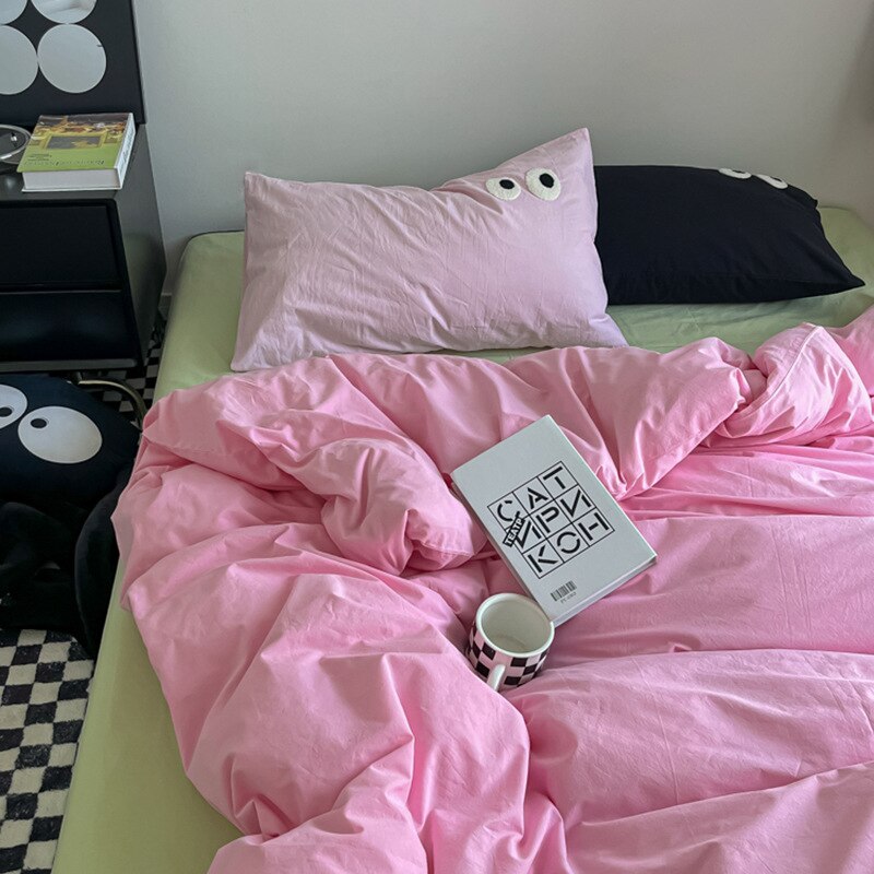 White-Eyeglasses-Embroidered-Bedding-Set-Nordic-Duvet-Cover-Adult-Bedding-Set-Simple-Solid-Color-Washed-Cotton-5