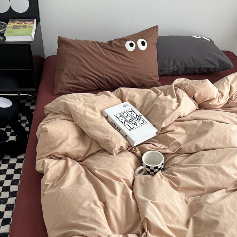 White-Eyeglasses-Embroidered-Bedding-Set-Nordic-Duvet-Cover-Adult-Bedding-Set-Simple-Solid-Color-Washed-Cotton